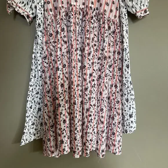 Ulla Johnson Selvi Printed Cotton Gauze Midi Dress Size 0 Pink White Floral Boho - Picture 11 of 16